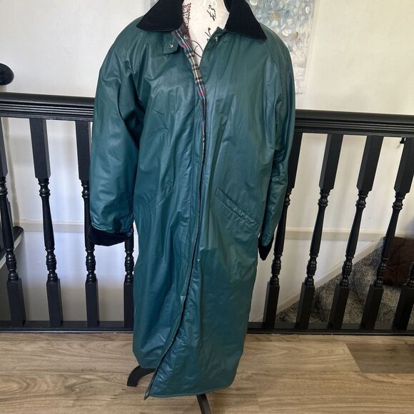 Misty Harbor Womens Raincoat Size L Vintage Any Time Slicker Green Long 100% PVC - Picture 1 of 10